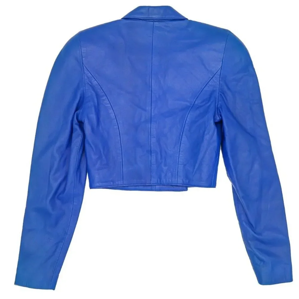 Vintage Michael Hoban North Beach Leather Jacket Size Small Blue